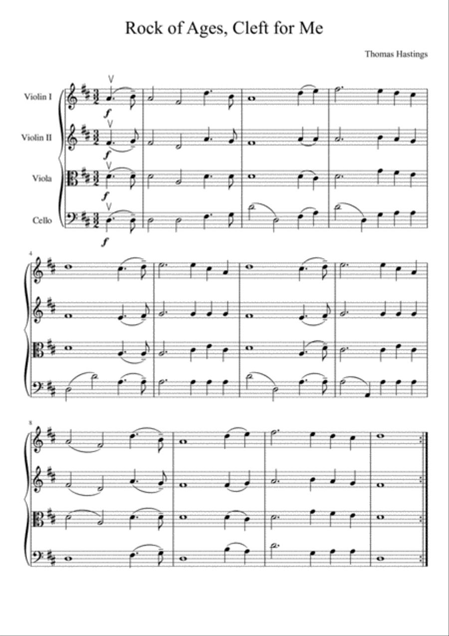 Rock of Ages, Cleft for Me String Quartet scores gallery preview page 2