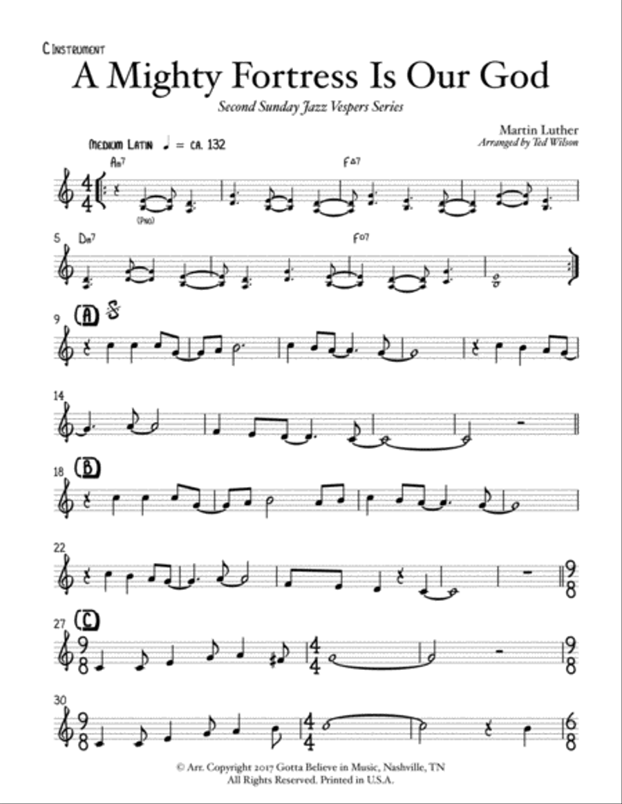 A Mighty Fortress Is Our God Jazz Ensemble scores gallery preview page 2
