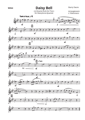 Daisy Bell (Bicycle Built for Two) by Harry Dacre, for saxophone quartett, SATB