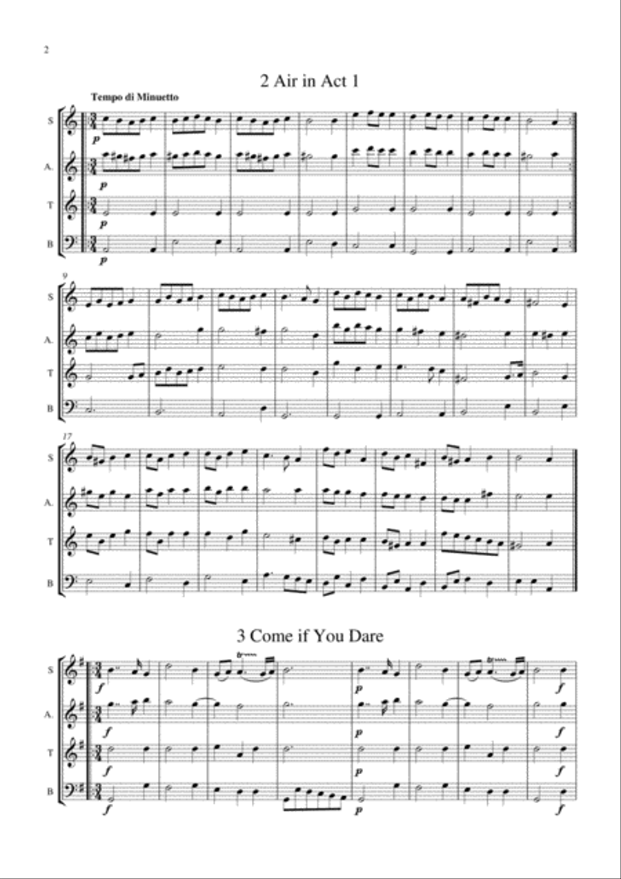 Music from 'King Arthur' by Henry Purcell. Small Ensemble scores gallery preview page 2