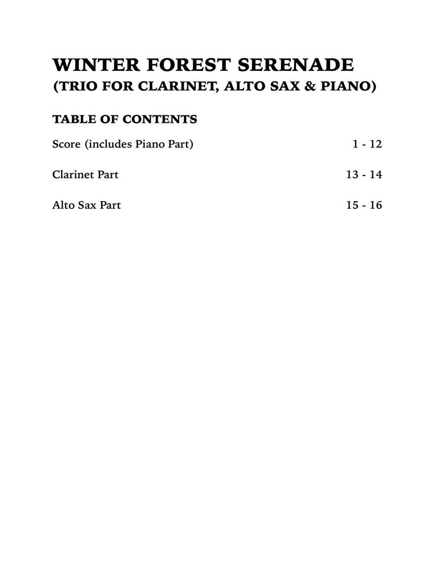 Winter Forest Serenade (Trio for Clarinet, Alto Sax and Piano) Small Ensemble scores gallery preview page 4