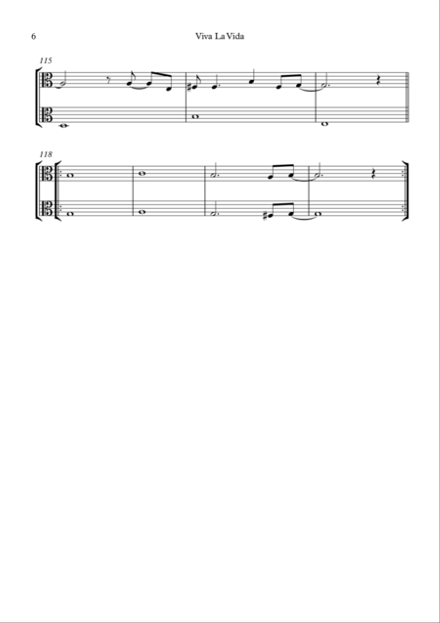 Viva La Vida String Duet scores gallery preview page 6