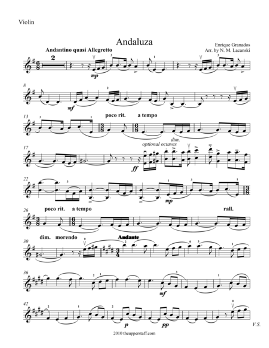 Andaluza Violin Solo scores gallery preview page 1