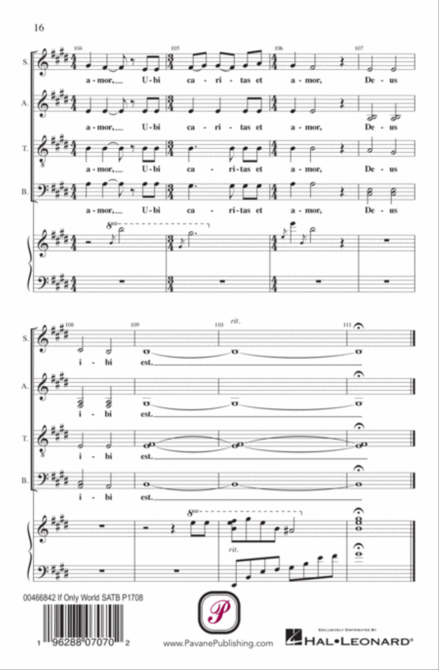 If Only the World (Ubi Caritas) 4-Part scores gallery preview page 15