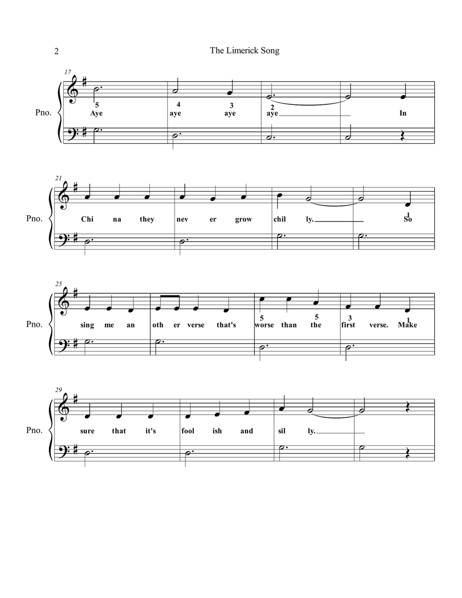 The Limerick Song The Limerick Song Piano Method scores gallery preview page 2