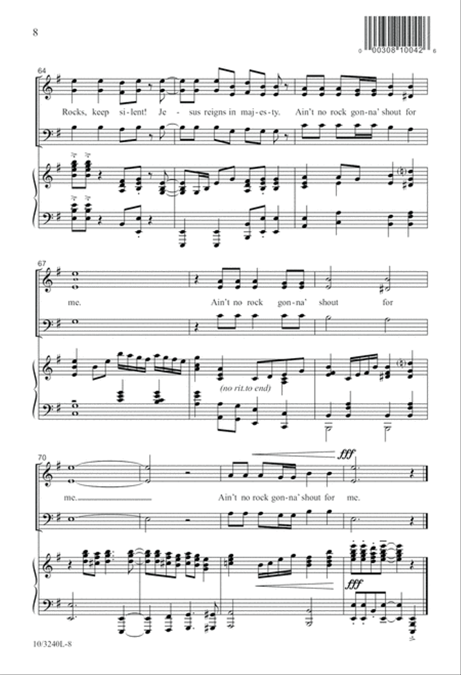 Ain't No Rock Gonna' Shout for Me 3-Part scores gallery preview page 8