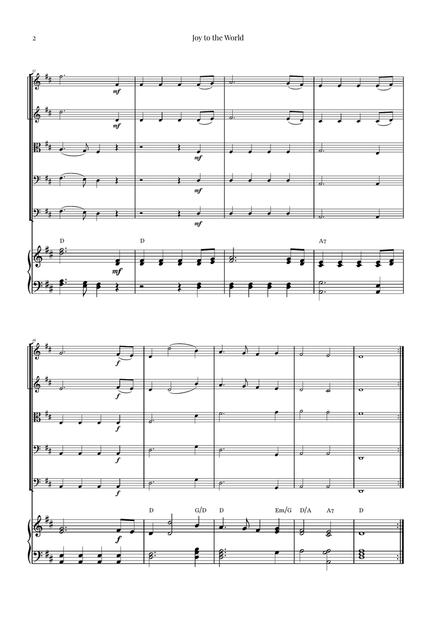 Joy to the World | STUNNING Arrangement String Orchestra scores gallery preview page 2