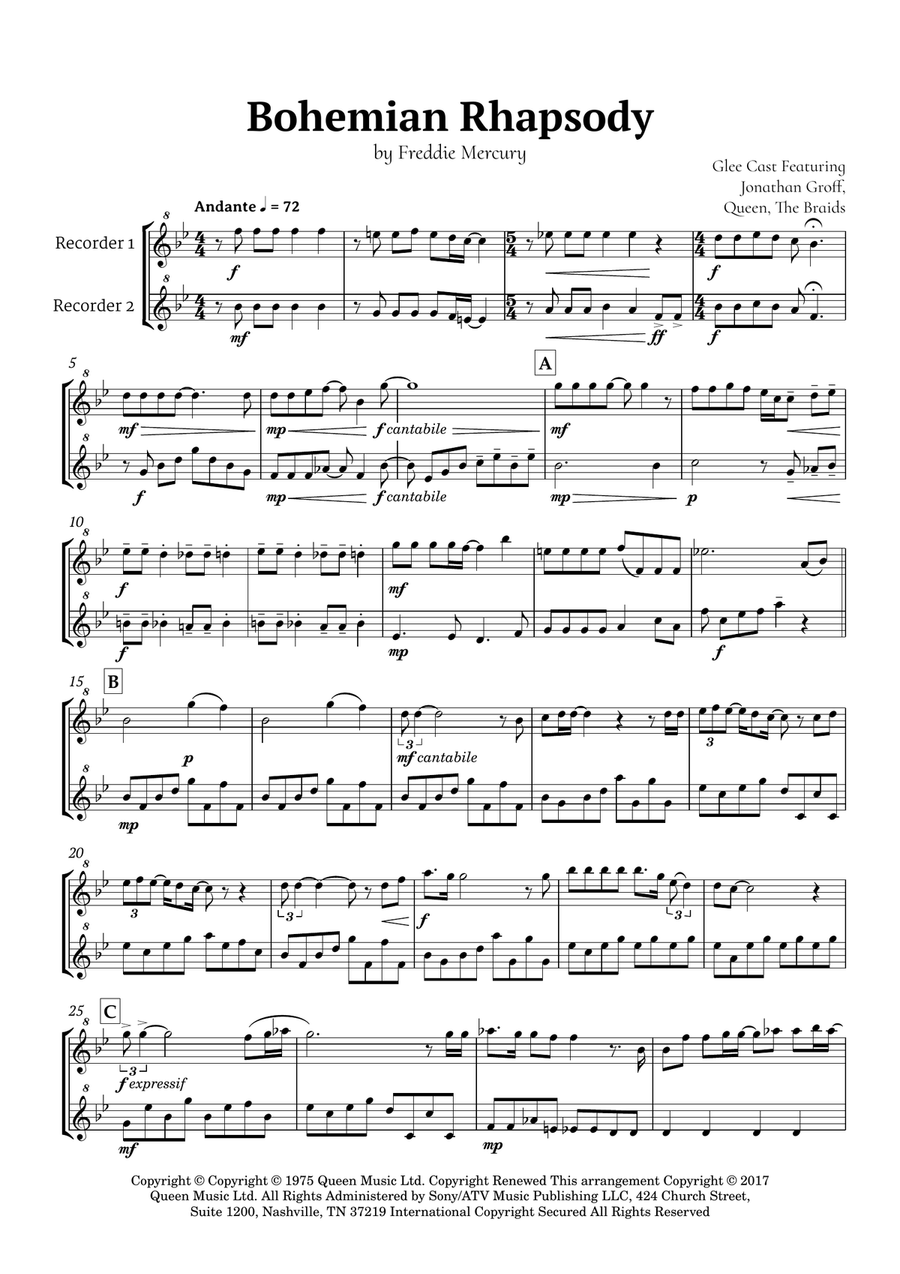 Bohemian Rhapsody Woodwind Duet scores gallery preview page 2
