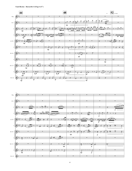 Barcarolle 12, Op. 105, No. 2 by Gabriel Fauré (Flute Octet + 2BCl,CbCl.) image number null