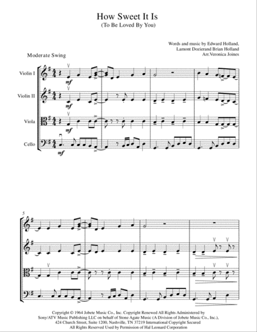 How Sweet It Is (To Be Loved By You) String Quartet scores gallery preview page 2