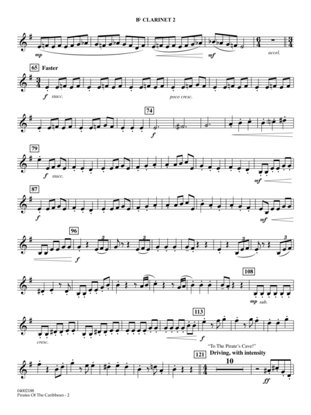 Pirates Of The Caribbean (Symphonic Suite) (arr. John Wasson) - Bb Clarinet 2