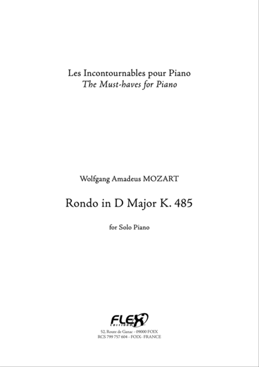 Rondo in D Major K. 485 Rondo in D Major K. 485 Piano Solo scores gallery preview page 1