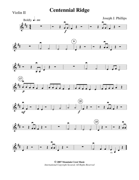 Centennial Ridge-Violin 2 part