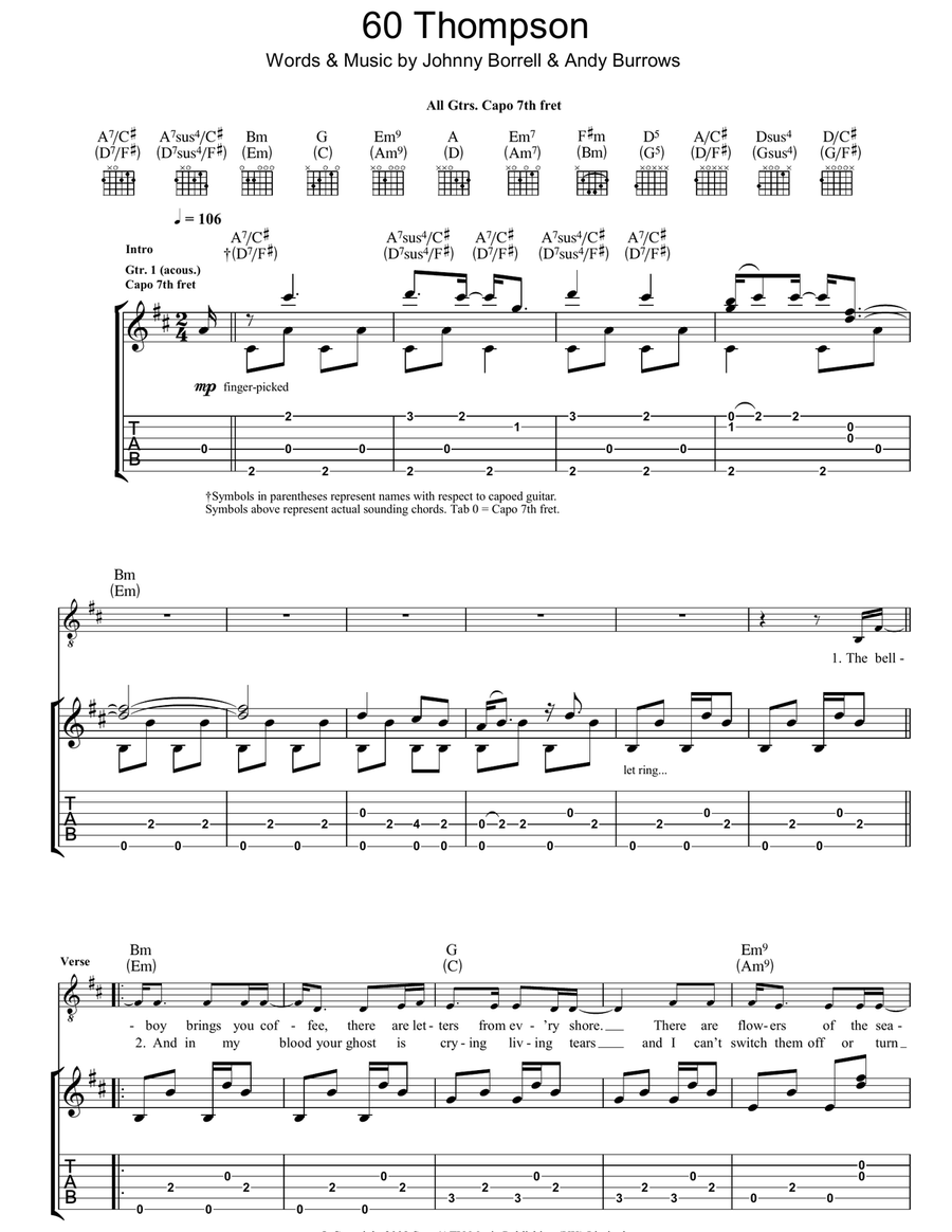 60 Thompson 60 Thompson Guitar Tablature scores gallery preview page 1