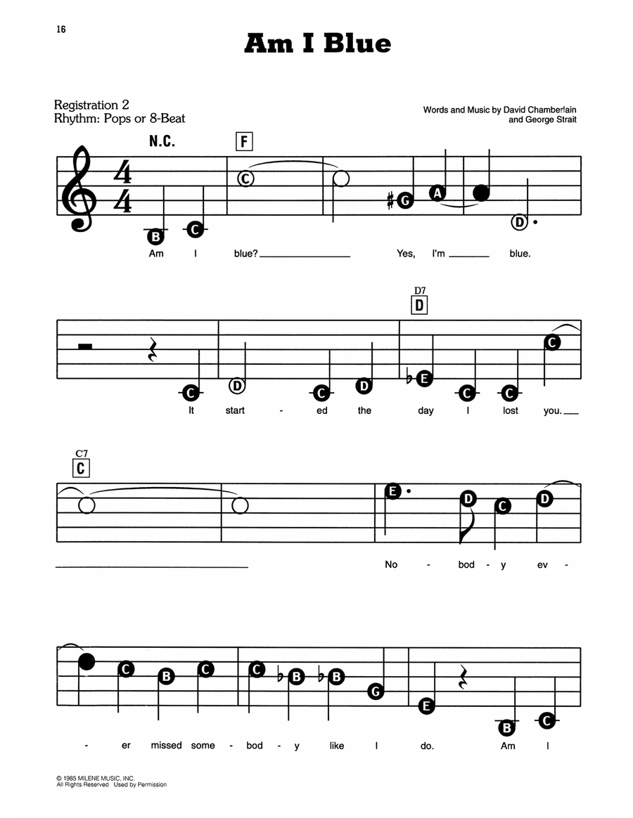 Am I Blue (Yes, I Am Blue) Electronic Keyboard scores gallery preview page 1