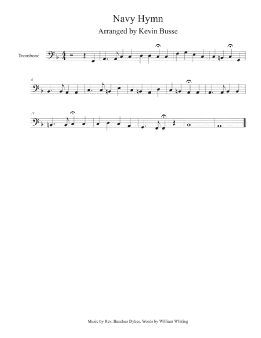 Navy Hymn - Trombone Navy Hymn - Trombone Trombone Solo scores gallery preview page 1