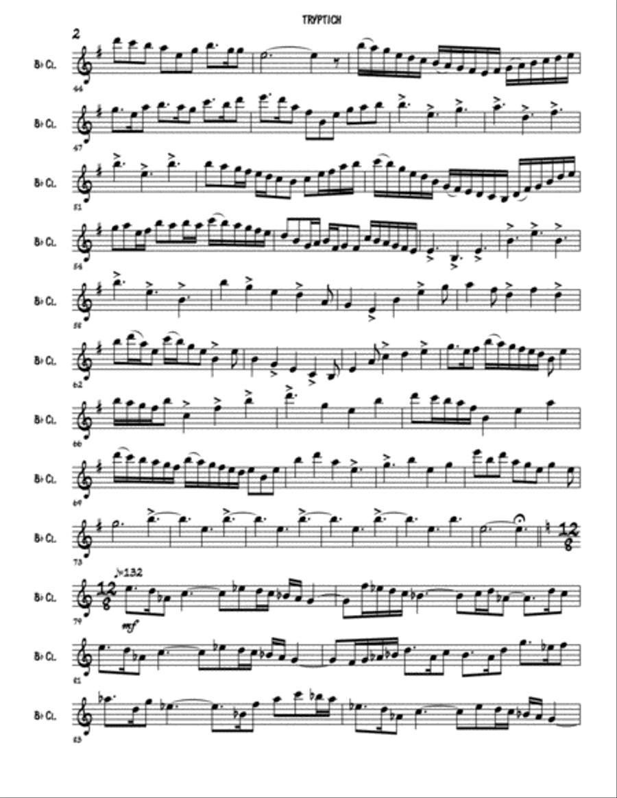 Tryptich for Solo Clarinet Clarinet Solo scores gallery preview page 2