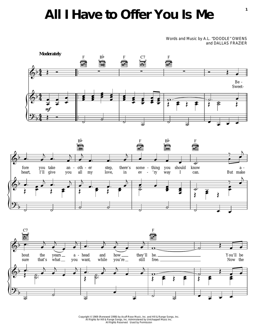 All I Have To Offer You Is Me Piano, Vocal, Guitar scores gallery preview page 1