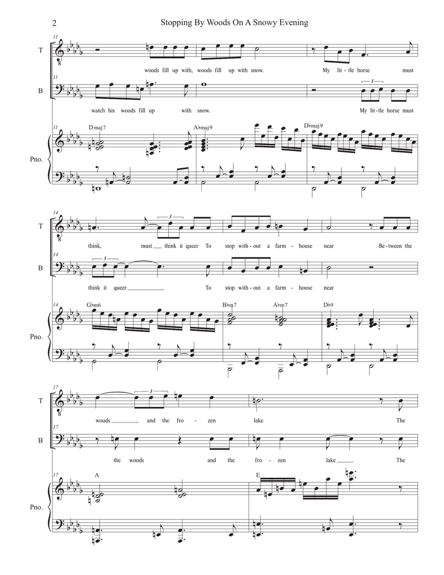 Stopping By Woods On A Snowy Evening (Duet for Tenor and Bass Solo) Tenor Voice scores gallery preview page 2