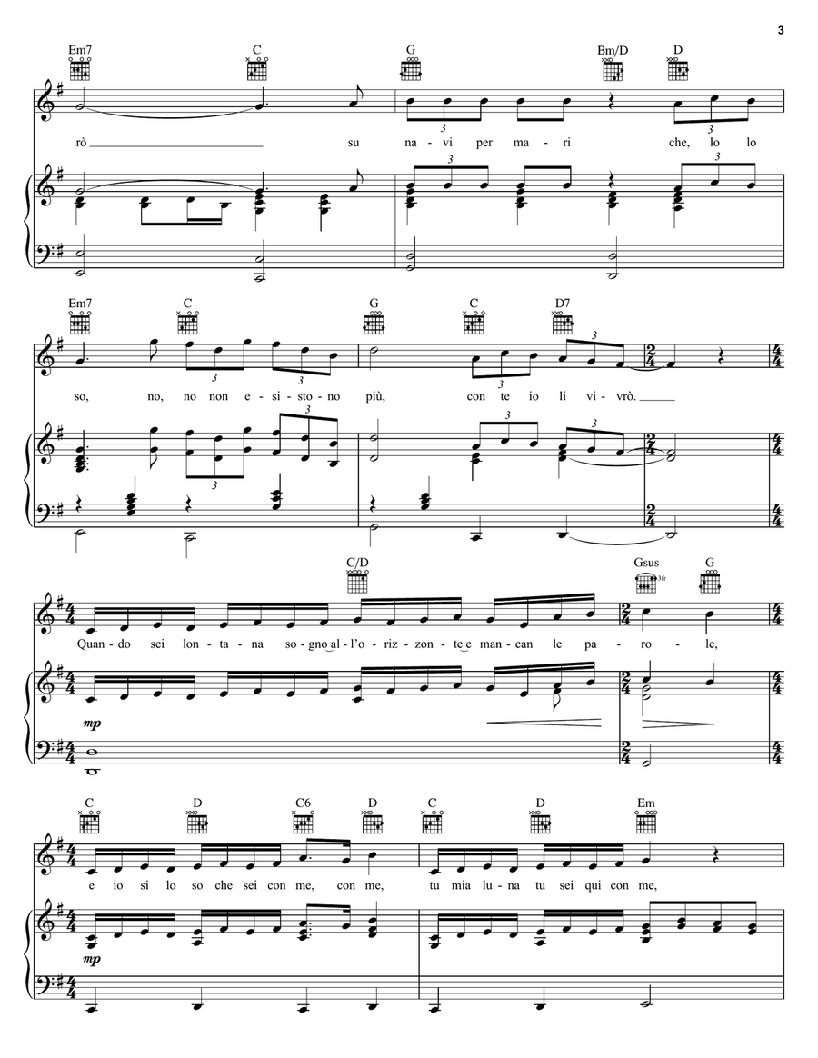 Time To Say Goodbye Piano, Vocal, Guitar scores gallery preview page 3