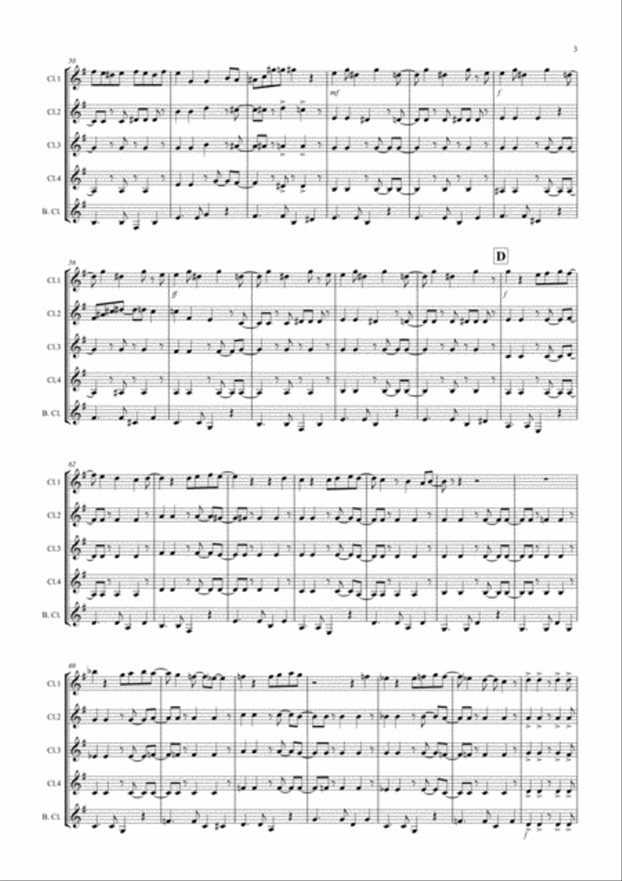 Burnie's Bossa for Clarinet Quintet Clarinet Quintet scores gallery preview page 3