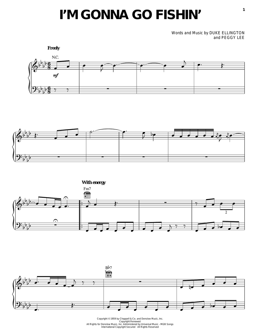 I'm Gonna Go Fishin' I'm Gonna Go Fishin' Piano Solo scores gallery preview page 1