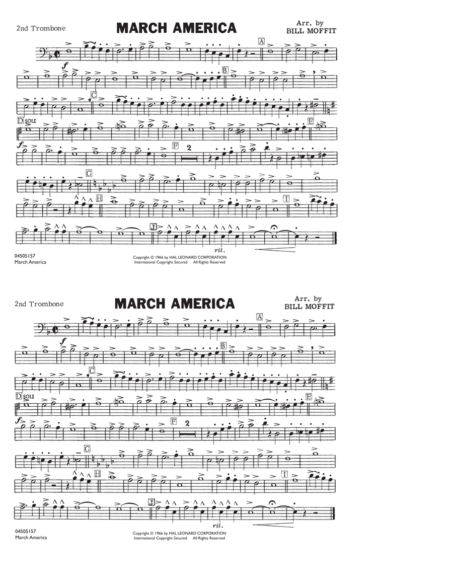 March America - 2nd Trombone Marching Band scores gallery preview page 1