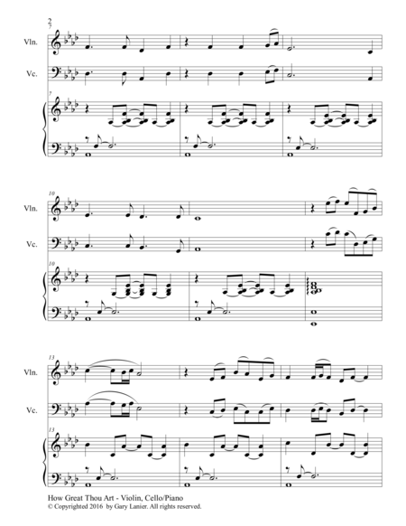 Gary Lanier: HOW GREAT THOU ART (Piano Trio – Violin, Cello, Piano with Score & Parts)