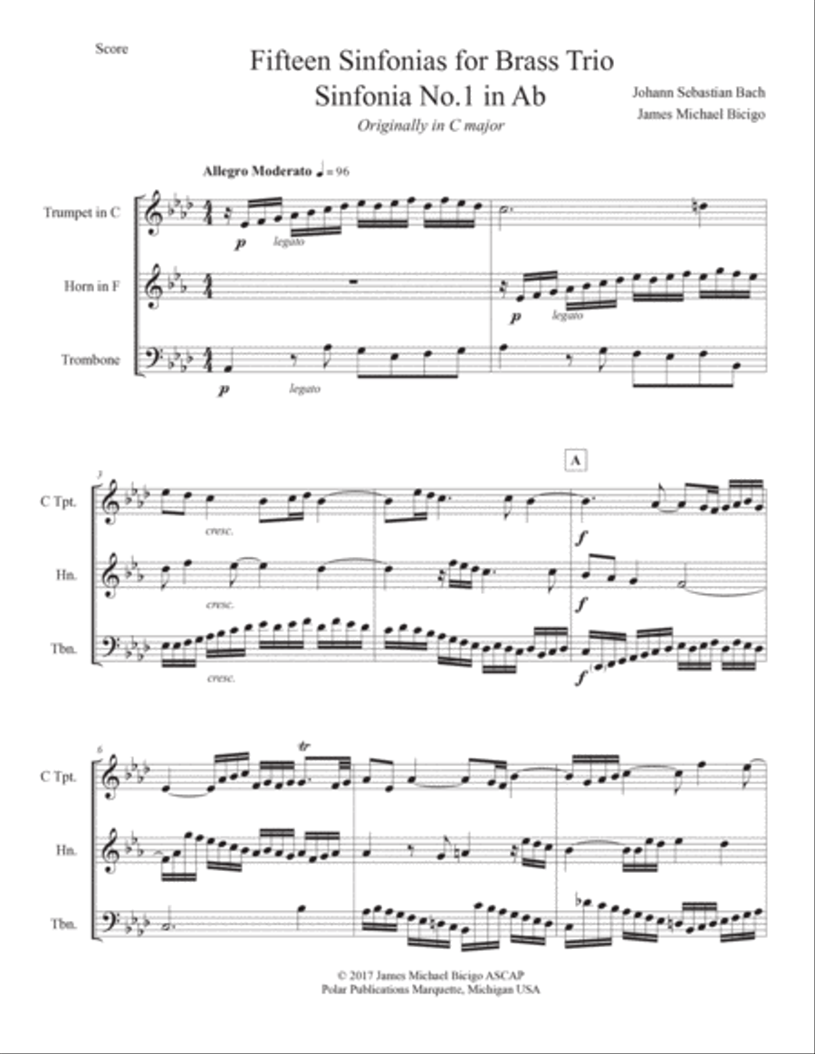 Fifteen Sinfonias for Brass Trio, BWV 787-801 Brass Trio scores gallery preview page 2