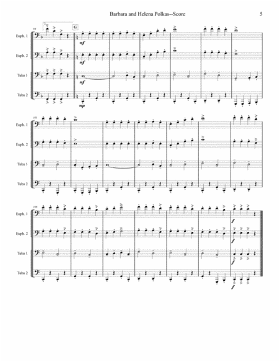 Barbara and Helena Polkas - Tuba/Euphonium Quartet Brass Ensemble scores gallery preview page 5