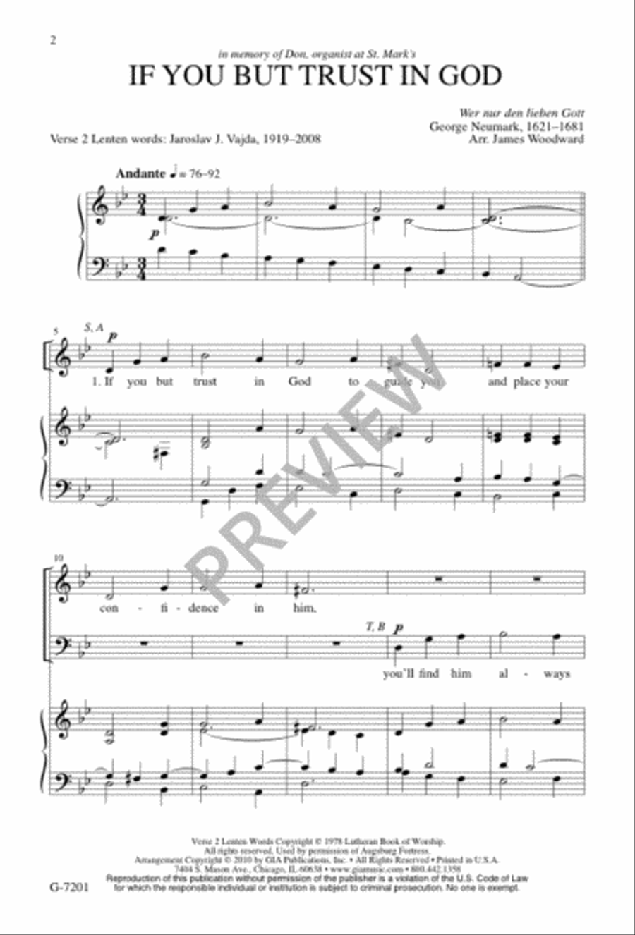 If You but Trust in God If You but Trust in God 2-Part scores gallery preview page 2