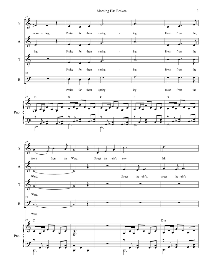 Morning Has Broken 4-Part scores gallery preview page 3