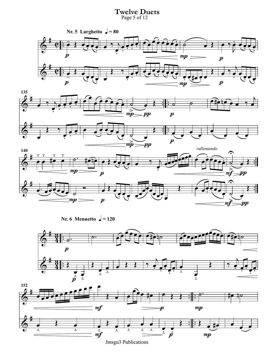 Mozart: Twelve Duets K. 487 for Flute & Violin Flute scores gallery preview page 5