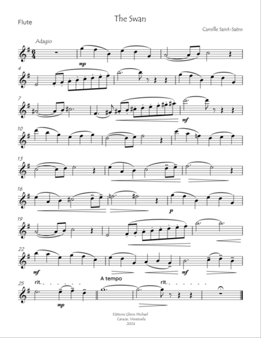 The Swan for flute & piano The Swan for flute & piano Flute Solo scores gallery preview page 2