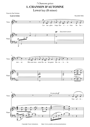 HAHN: "Chanson d'automne" Lower key (B minor)