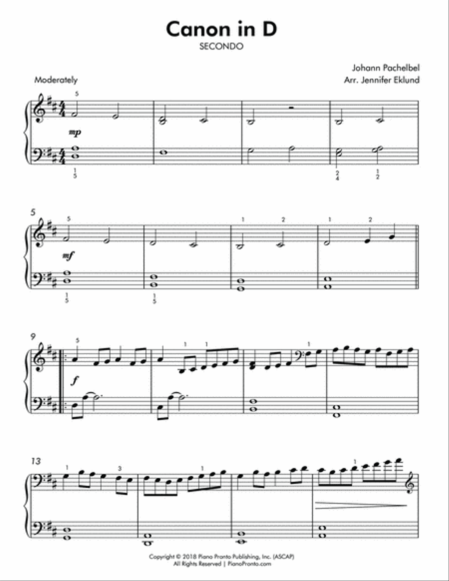 Canon in D (Easy Duet) Easy Piano scores gallery preview page 2