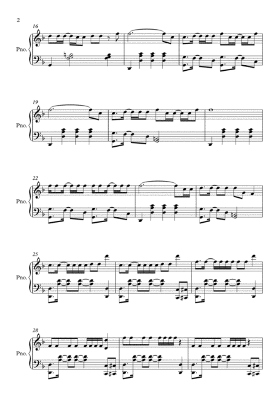 Uptown Funk Piano Solo scores gallery preview page 2
