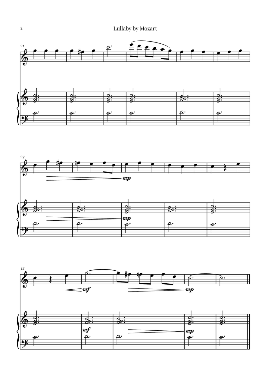 Mozart's Lullaby Chamber Music scores gallery preview page 2