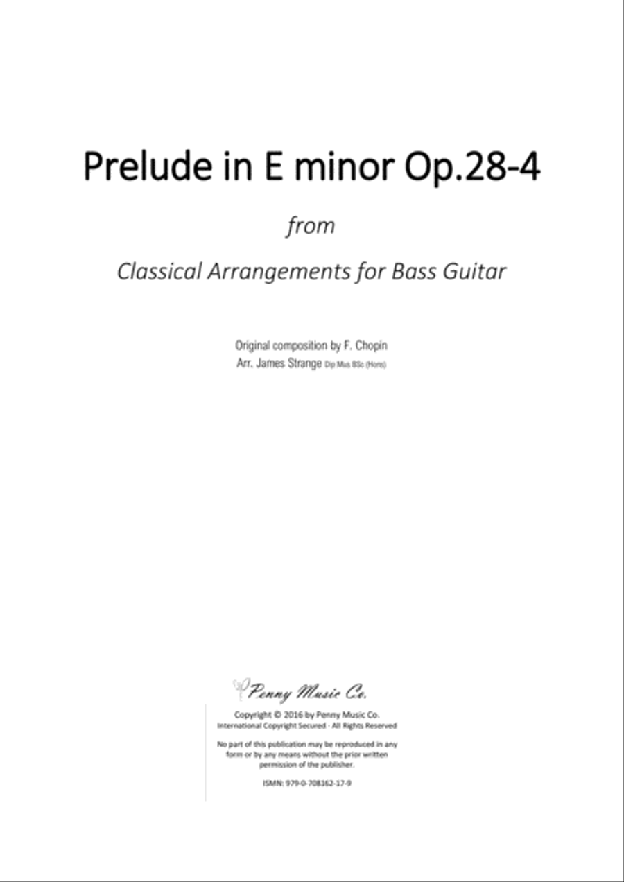 Prelude in E minor for solo Bass Guitar image number null