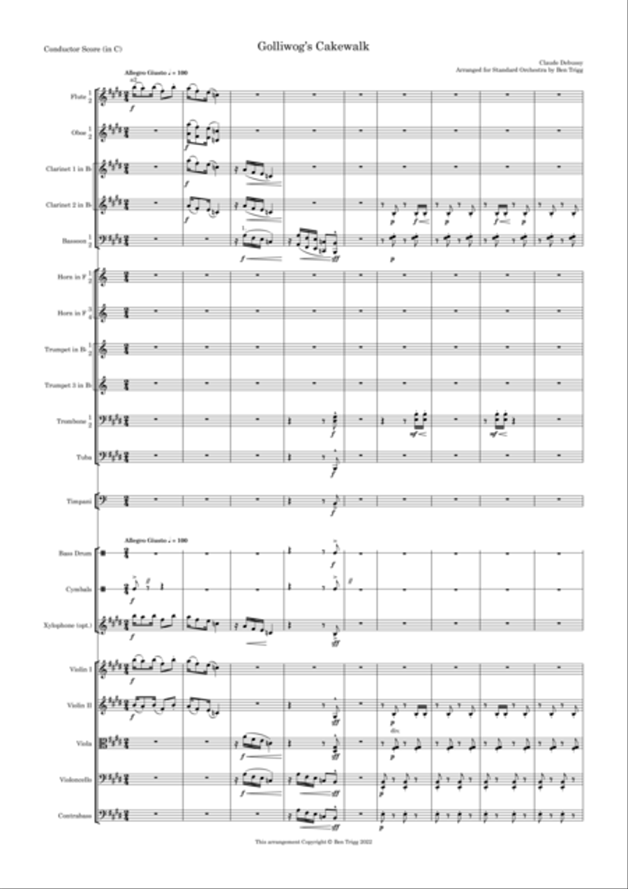 Golliwog's Cakewalk (Standard Orchestra) – Score and Parts – Transposed to E Full Orchestra scores gallery preview page 3