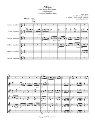 Allegro (from "Sonata for Trumpet") (Bb) (Saxophone Sextet - 1 Sop, 2 Alto, 2 Tenor, 1 Bari) (Sopran