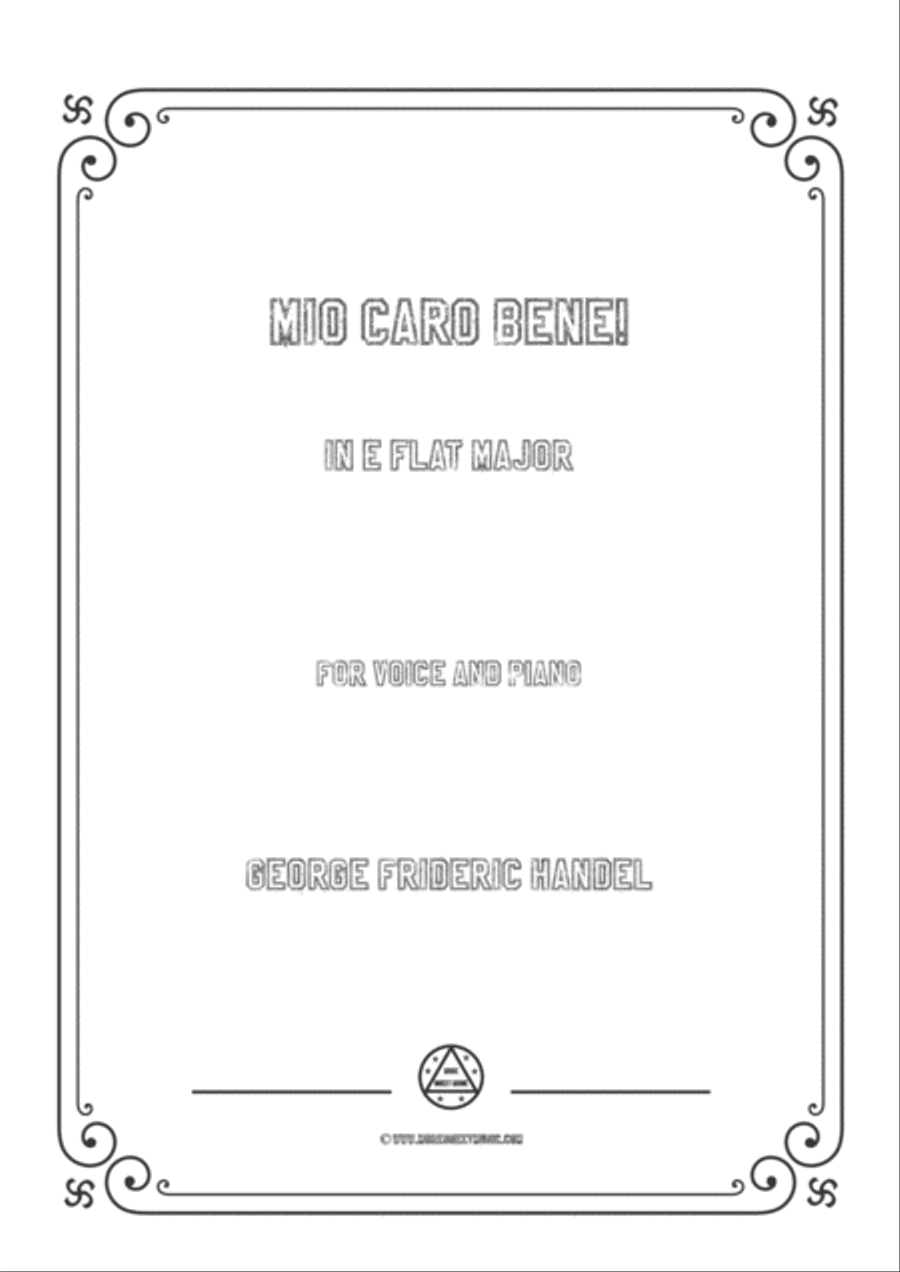 Handel-Mio caro bene! in E flat Major,for Voice and Piano Voice Solo scores gallery preview page 1