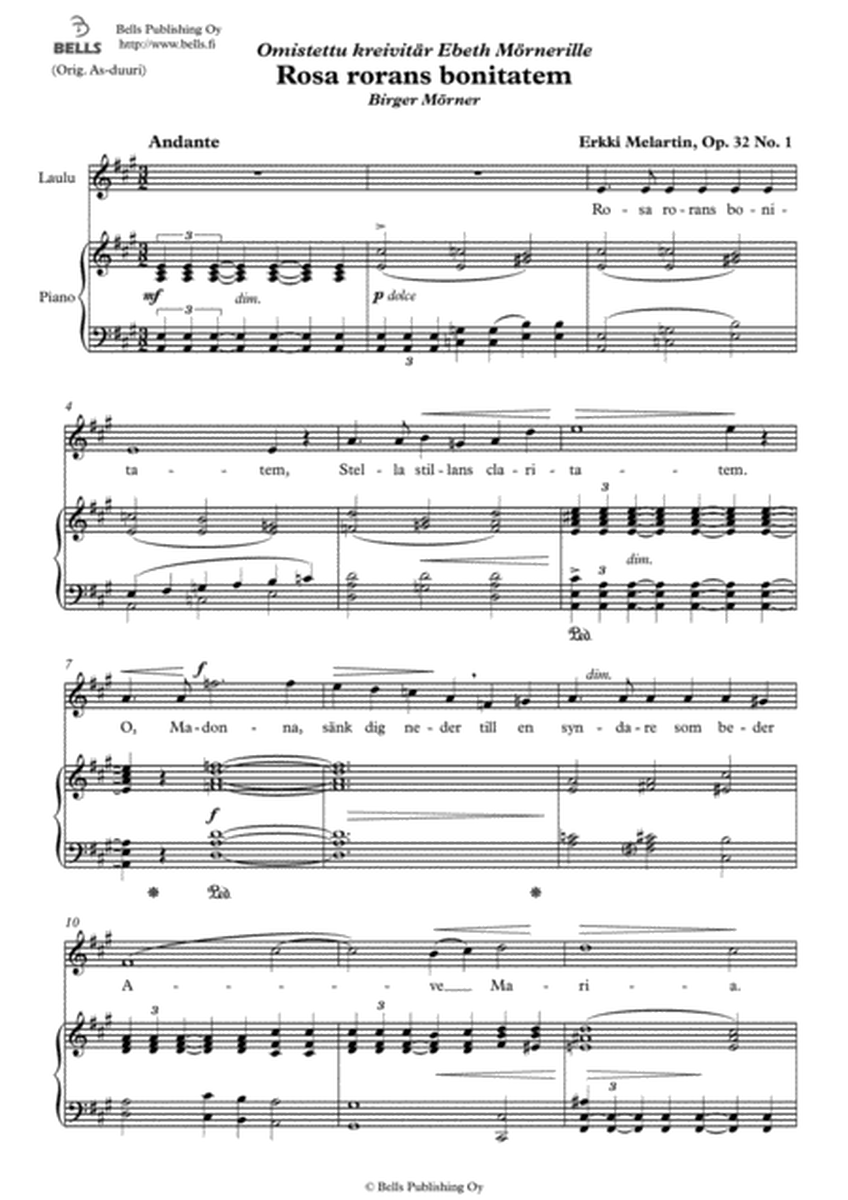 Rosa rorans bonitatem, Op. 32 No. 1 (A Major)