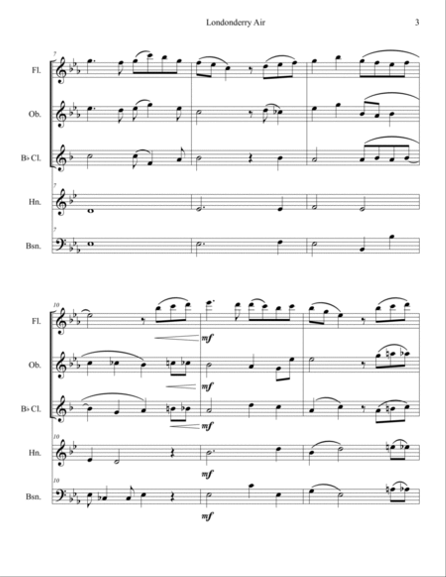 Londonderry Air (Danny Boy) Woodwind Quintet scores gallery preview page 3