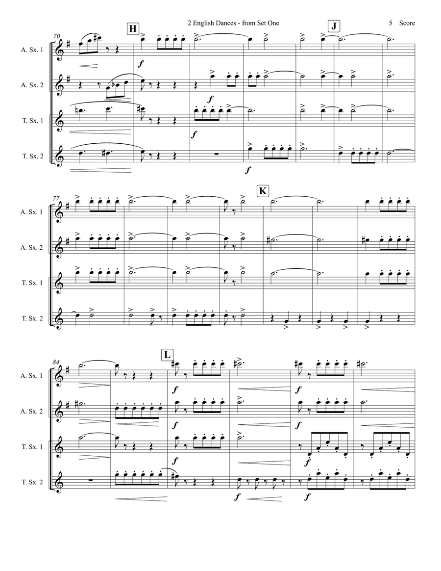 English Dances, Set 1, Op. 27: No. 3. Mesto Saxophone Quartet scores gallery preview page 6
