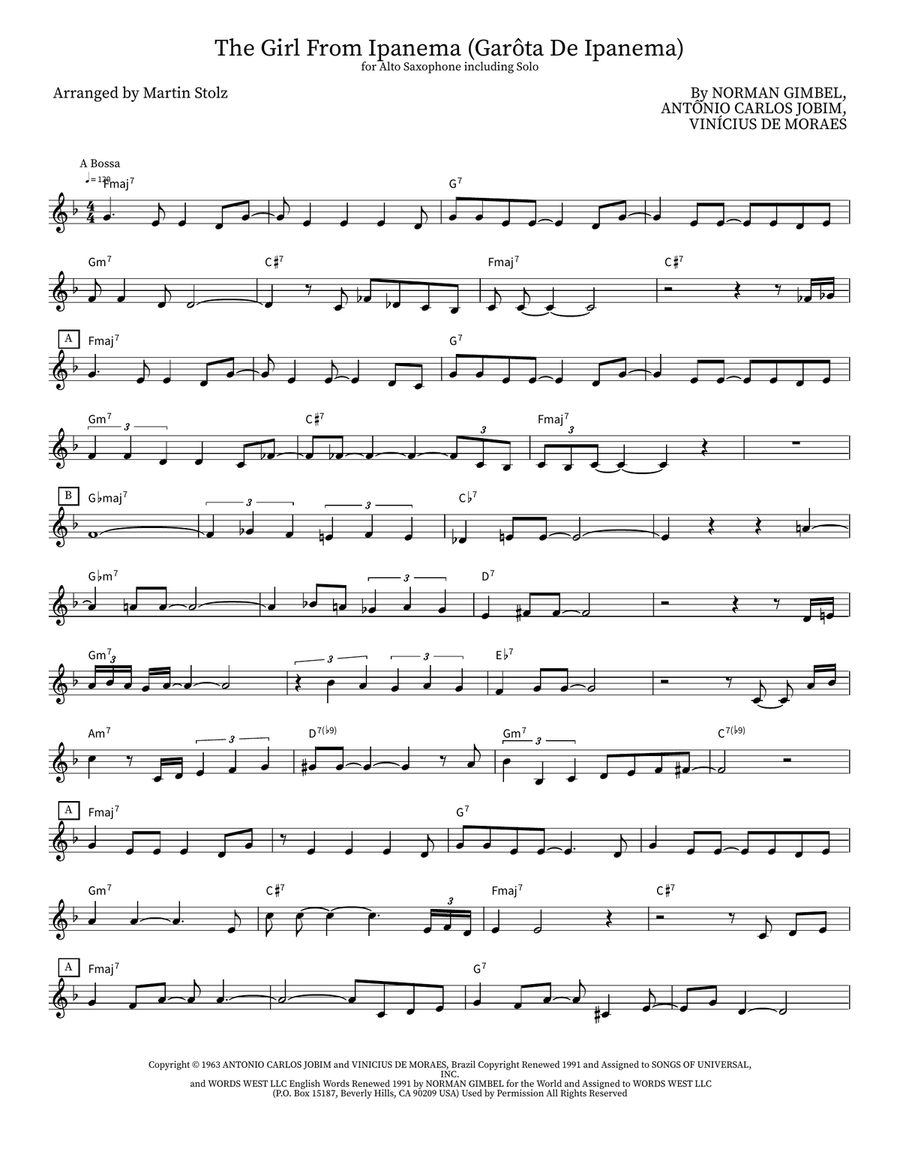 The Girl From Ipanema (Garôta De Ipanema) Alto Saxophone scores gallery preview page 1