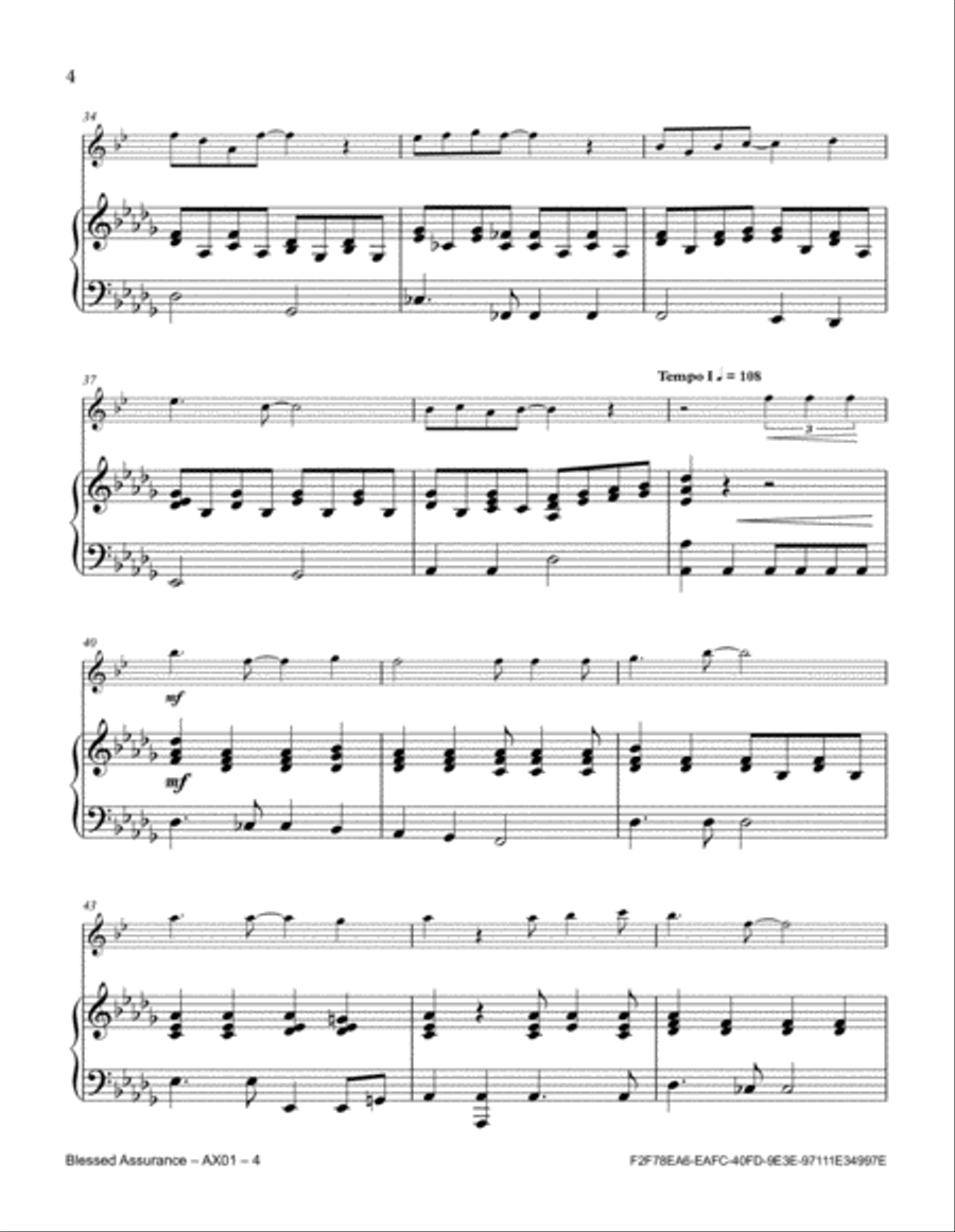 Blessed Assurance Alto Saxophone scores gallery preview page 4