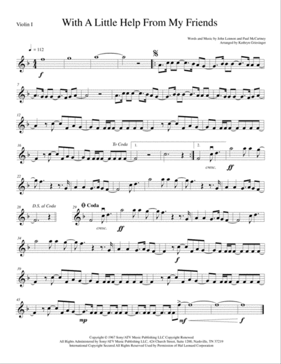 With A Little Help From My Friends String Quartet scores gallery preview page 1