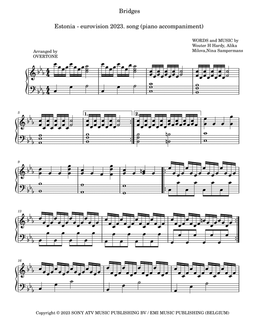 Bridges Piano Solo scores gallery preview page 1
