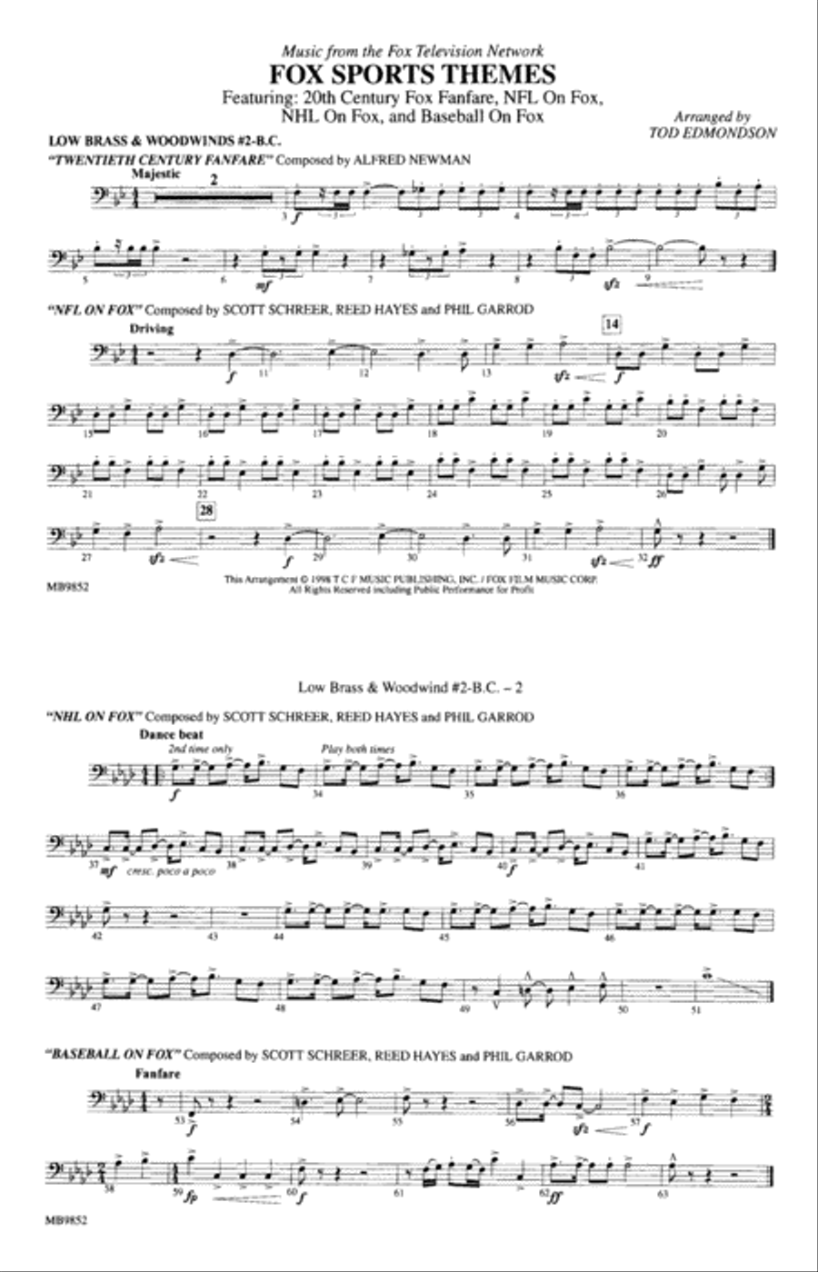 Fox Sports Themes: Low Brass & Woodwinds #2 - Bass Clef Marching Band scores gallery preview page 1
